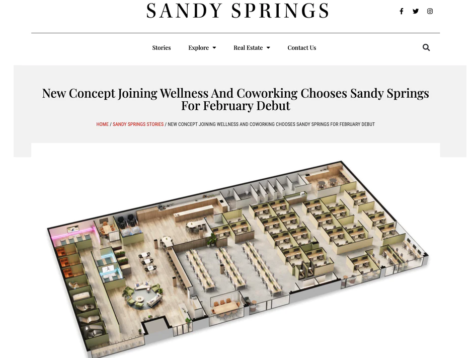 New Concept Joining Wellness And Coworking Chooses Sandy Springs For February Debut
